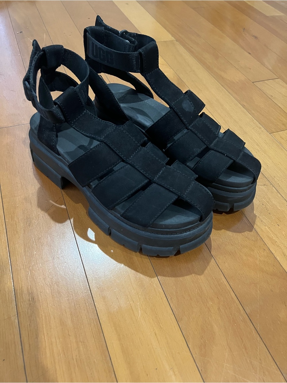 UGG Black Chunky Strappy Platform Sandals